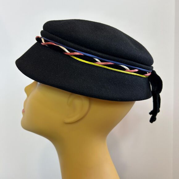 Vintage 50s Felted Wool Braided Ribbon Hat Made in ITALY - Picture 5 of 9